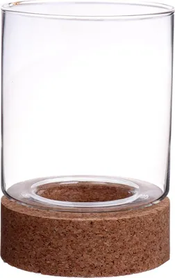 Produktbild von INNA-Glas Windlicht Glas Berro mit Korkboden, klar, 20cm, Ø15cm - Glasvase/Design Vase