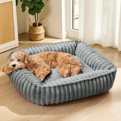 Image de Lit orthopédique pour chien, 80x60 cm, gris foncé, lavable