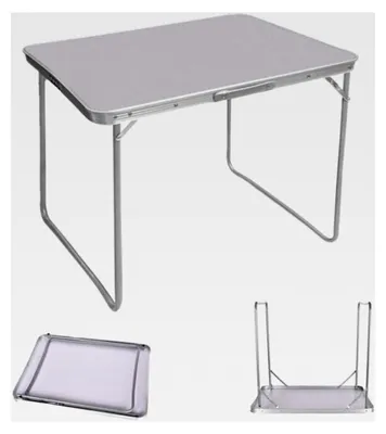 Produktbild von Leichter Aluminium-Klapptisch, tragbarer Camping- und Picknicktisch, faltbarer Gartentisch für Innen- und Außenbereich (Weiß, 80 cm)