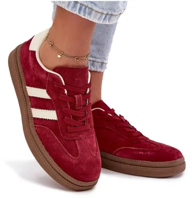 Zdjęcie produktu dla Sneakersy Damskie Zamszowe Na Platformie Bordowe Sylviona 36