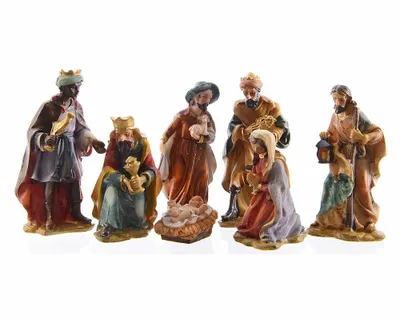 Produktbild von Wunderschöne Krippenfiguren Weihnachten Set 7 teilig Handbemalt