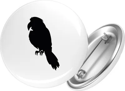 Produktbild von Huuraa Button Papagei Silhouette 59mm rund mit Sicherheitsnadel Ansteckbutton Geschenkidee