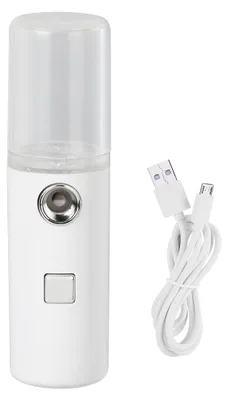 Produktbild von Tragbarer USB-Gesichtsvernebler mit Nano-Nebel-Sprühfunktion, Hautpflege- und Schönheitsinstrument, weiß, transparente Abdeckung