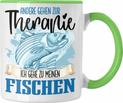 Produktbild von Trendation - Angler Tasse Geschenk für Fisch Besitzer Therapie Lustiger Spruch Geschenkidee (Grün)