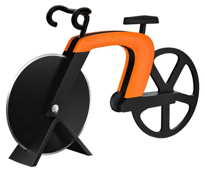 Fahrrad-Pizzaschneider, Edelstahlklinge, Antihaft, orange