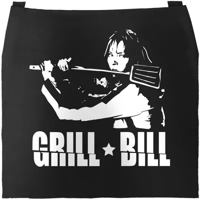 Produktbild von Grill-Schürze für Männer mit Spruch Grill-Bill Filmzitat Film-Parodie Baumwoll-Schürze Küchenschürze Moonworks® schwarz unisize