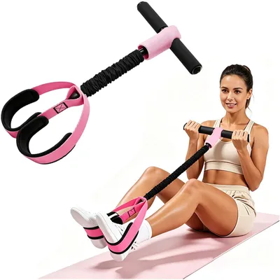 Imagen del producto de Banda de resistencia con pedal y agarre antideslizante, duradera, de color rosa, 1 unidad, para fitness y rehabilitación