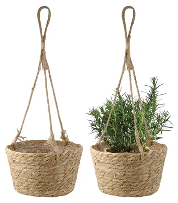 Produktbild von Pflanzhänger Blumenampel Pflanzkorb - Seegras - 20 cm - Naturfarben - Für Innen und Außen