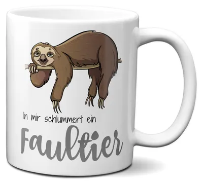 Produktbild von TassenKing Tasse - In mir schlummert ein Faultier - Tasse Kaffeetasse mit Spruch Sohn Tochter Vater Mutter Oma Opa Kollegen Kollegin