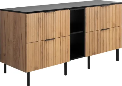 Immagine prodotto di Mobile da bagno, rovere artigianale / nero + maniglia nera, 140 x 77 x 46 cm