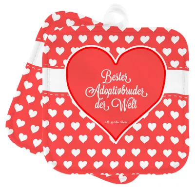 Produktbild von Mr. & Mrs. Panda Topfuntersetzer Adoptivbruder - Geschenk, Familie, Ofenlappen, topfhalter, Bruder, Kochlappen, Topflappen, Brudi, Bruderherz, Set, Sohn