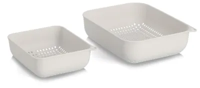 Zdjęcie produktu dla Zestaw 2 cedzaków Zeller, plastik, 24x19x7 cm, kremowy