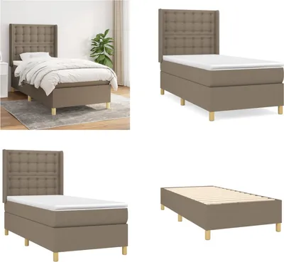 Productafbeelding van vidaXL Boxspringbed met matras, taupe, 100x200 cm, stof - Boxspringbed - Boxspringbedden - Bed - Slaapkamer meubels
