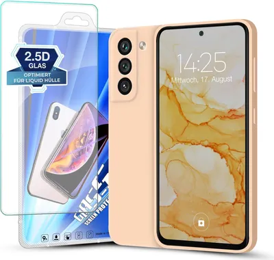 Produktbild von Hülle für Samsung Galaxy S22 mit 9H Displayglas Displayschutz Plus Case Cover Bumper Silikon Softgrip Schutzhülle Farbe: Rosa