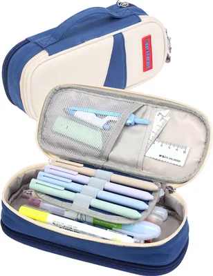 Produktbild von Federmäppchen,Federmäppchen mit grossem Fassungsvermögen Stiftebeutel, Federmäppchen Für Kinder Junge Studenten Erwachsene Federtasche, Blau