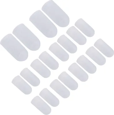 Immagine prodotto di 10 paia di protezioni per le dita dei piedi in morbido silicone prevengono gli sfregamenti e sono disponibili in diverse misure.