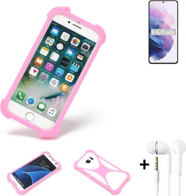 Produktbild von K-S-Trade Bumper + Kopfhörer kompatibel mit Samsung Galaxy S21+ 5G SD888 Handy Hülle Schutzhülle Silikon Schutz Hülle Cover Case Silikoncase