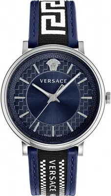 Produktbild von Versace VE5A01121 V-Circle Greca Edition silber blau schwarz weiß Herren Uhr NEU
