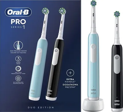 Produktbild von Oral-B | Electric Toothbrush | Pro Series 1 Duo | Rechargeable | For adults | Number of brush heads included 2 | Number of teeth brushing modes 3 | Blue/Black
