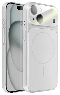 Obrázok produktu pre Avizar, pevné ochranné puzdro MagSafe s ochranným sklom na fotoaparát pre Apple iPhone 15, strieborné