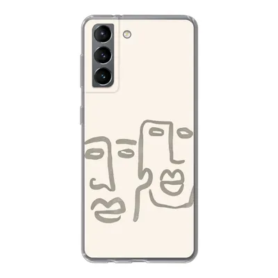 Produktbild von MuchoWow® Handyhülle Schutzhülle Hülle für Samsung Galaxy S21 Gesicht - Abstrakt - Strichzeichnung Silikon Softcase Handy Hülle - Softcase