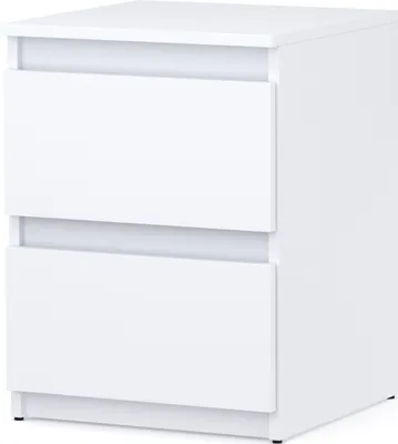 Produktbild von STIV Möbel | Nachttisch Weiß Matt 40x40x53,5 cm | 2 Schubladen | Großer Nachtschrank | Zeitloses Design in Uni-Weiß
