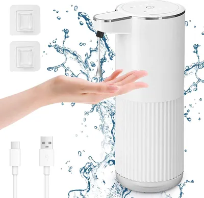 Produktbild von Automatisch Schaum Seifenspender, 400ml Elektrischer Seifenspender mit Sensor, 4-Stufig Einstellbar, Wandmontage für Küche, Bad, Weiß