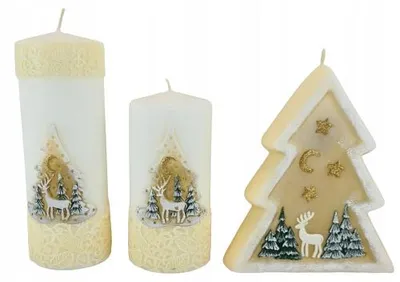 Produktbild von Adpal Stumpenkerze 150/70 Rentier Nikolaus Ecru