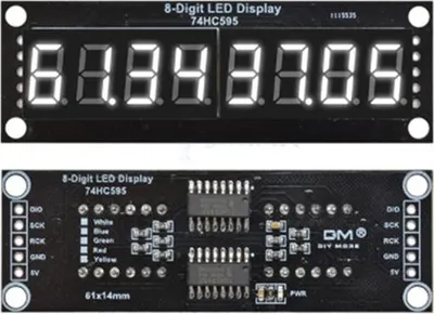 Produktbild von LED-Segmentanzeige, 8 Stellen, 74HC595, 0,36" - 5 Farben Farbe: Weiß