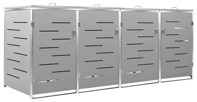 Produktbild von vidaXL Mülltonnenbox für 4 Tonnen 276,5x77,5x115 cm Edelstahl