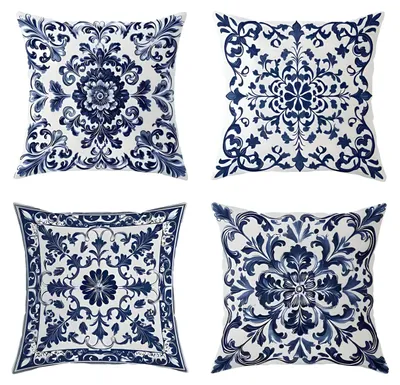 Immagine prodotto di Set di 4 federe decorative con motivo floreale, 45 x 45 cm