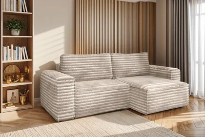 Image de Bohoo canapé d'angle L en tissu beige Velo