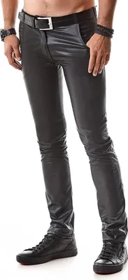 Produktbild von Regnes Fetish Planet lange Herren Hose mit niedriger Taillenhöhe Männer Pants RMVincenzo001  schwarz matt, Gr. L