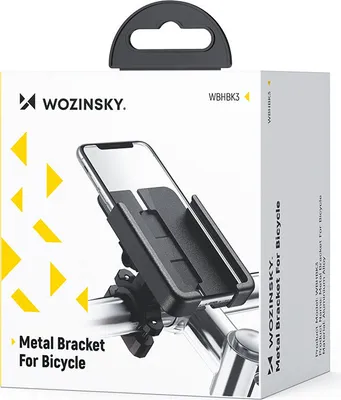 Zdjęcie produktu dla Wozinsky metalowy uchwyt na telefon do roweru, hulajnogi czarny (WBHBK3)