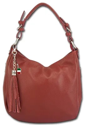 Obrázek produktu pro Červená kožená kabelka, velká, rozměry 30x23x10 cm, kolekce Florence, dámská, model D3OTF134R