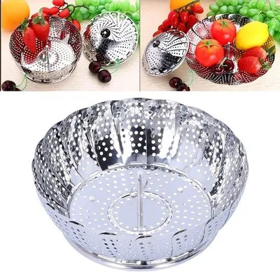 Image de Panier à légumes RVS avec crochet central, réglable pour les pompes à pression et les grands formats
