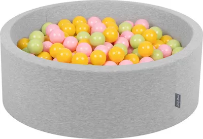 Produktbild von KiddyMoon Bällebad 90x30cm Hellgrau 300 Bälle ∅7cm Rund Bällepool Mit Bunten Bällen Für Babys Und Kinder