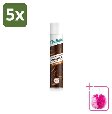 Imagen del producto de 5 unidades de champú seco Batiste para cabello oscuro y castaño intenso, 200 ml cada uno. Paquete económico