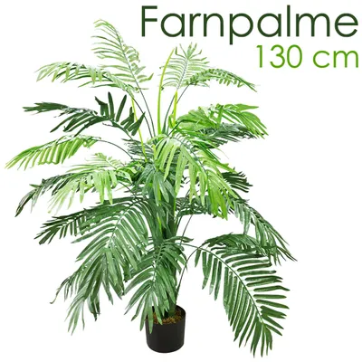 Produktbild von Decovego künstliche Farnpalme, Kunstpflanze, 130 cm, Kunstpalme für Wohn- & Büroräume, Allergikerfreundlich & Pflegeleicht