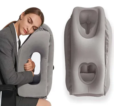 Imagen del producto de Almohada inflable para el cuello, portátil, ideal para viajes, avión, camping, tren y oficina