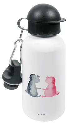 Produktbild von Mr. & Mrs. Panda Trinkflasche Axolotl Liebe - Weiß - Geschenk, Sportflasche, Wasserflasche, Kinder, Lurch, Getränkeflasche, Kita, Valentinstag