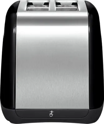 Front view of a toaster.