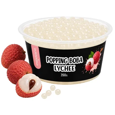 Produktbild von BubbleJoy Popping Boba Litschi 350 g Fruchtperlen für Bubble Tea