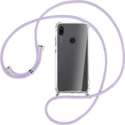 Produktbild von Handykette Backcover-Schutzhülle mit Band (Metall silberfarben) für Xiaomi Redmi Note 7 (Pro) - violett