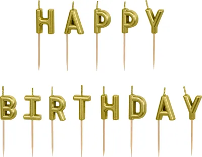 Image de Bougies d'anniversaire Happy Birthday 2,5cm or
