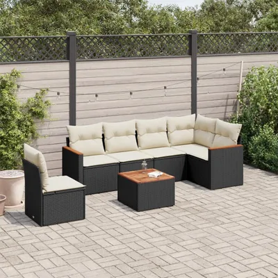 Produktbild von Möbel 7-tlg. Garten-Sofagarnitur mit Kissen Schwarz Poly Rattan 2024