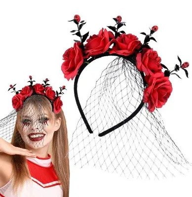 Zdjęcie produktu dla Solidchoice - Opaska na głowę na Halloween z welonem, idealna do cosplayu i imprez