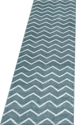 Produktbild von Teppich Läufer Wohnzimmer Blau 80x250 Chevron-Design aus Polypropylen
