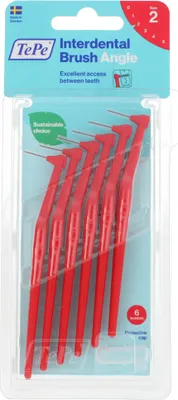 Produktbild von TePe Angle Interdentalbürsten 2 rot (0,5 mm) 6 St.