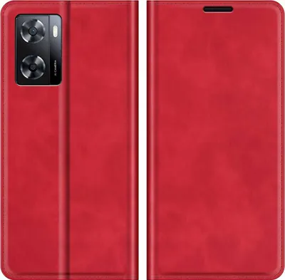Image de Cazy Housse Étui Wallet Case Compatible avec Oppo A57 - Fentes Cartes, Support et Fermoir Magnétique - Rouge